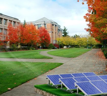 Green campus with solar panels